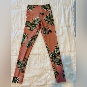 Forever 21 Pink and Green Leaf Print Leggings
